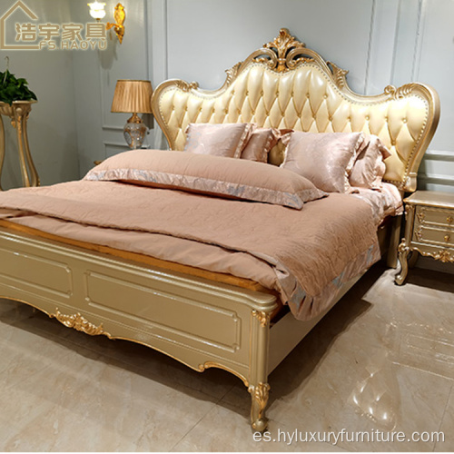 Muebles de dormitorio de estilo americano de lujo Cama tamaño King de madera